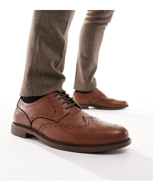 Truffle Collection Wide Fit formal lace-up brogues tan-