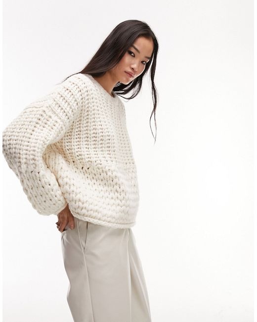 TopShop hand knitted chunky sweater ivory-