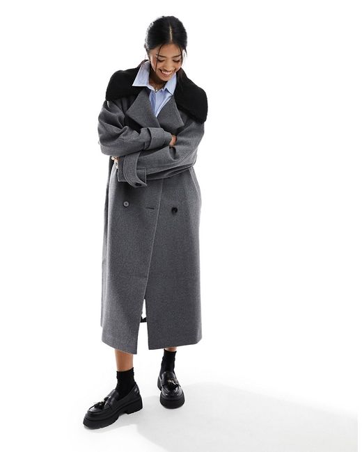 Asos Design oversized trench coat with contrast borg collar