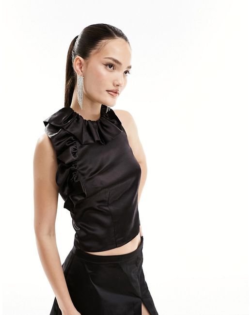 French Connection satin top with ruffle detail
