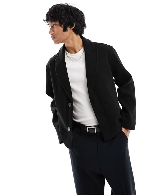 Asos Design oversized wool look cropped blazer jacket-