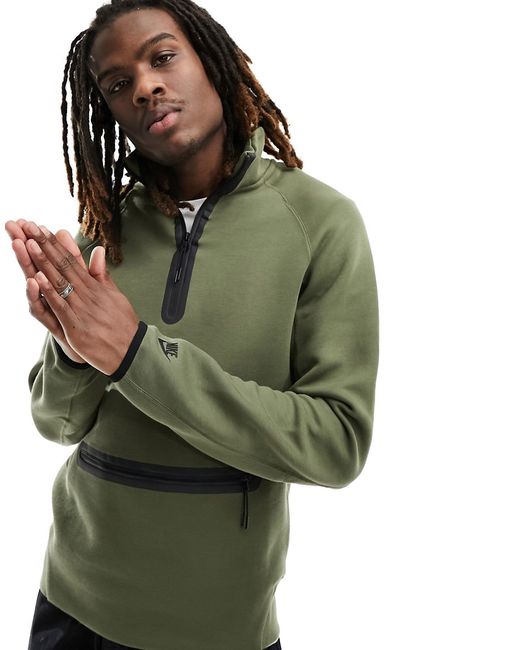Nike Tech Fleece half zip sweatshirt khaki-