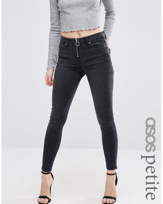 ASOS Petite Ridley Jeans in Washed Breede with Zip Front