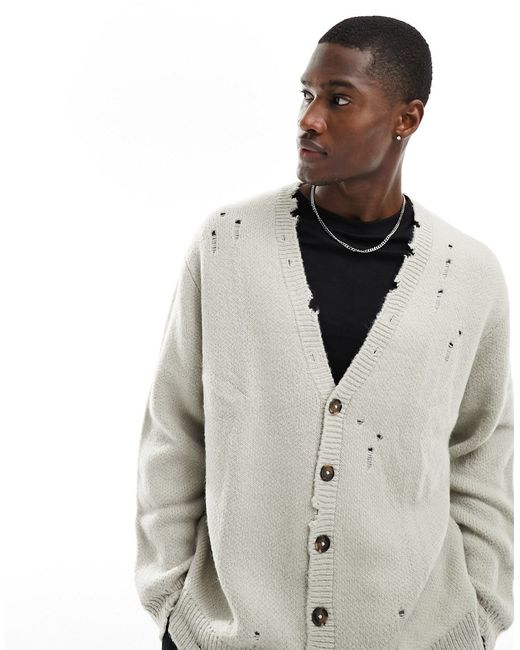 Asos Design oversized knit plush cardigan with nibbling stone-