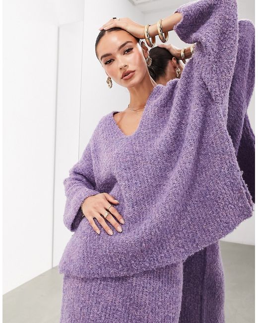 ASOS Edition v neck fluffy knit sweater