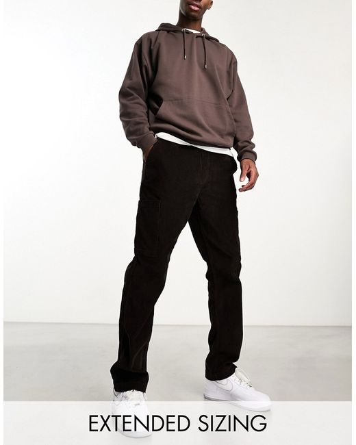 Asos Design straight leg corduroy cargo pants with elasticized waist