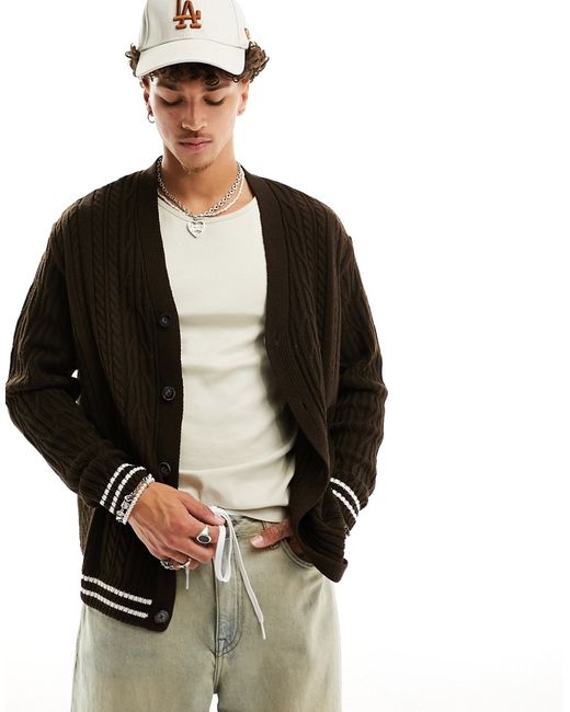 Asos Design oversized knit cable cricket cardigan