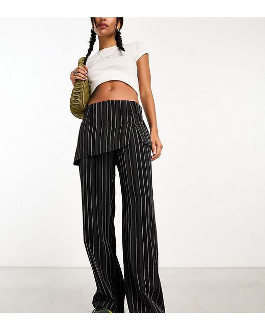 Reclaimed Vintage asymmetric skirt over pants pinstripe