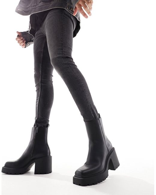 Bershka heeled leather boots