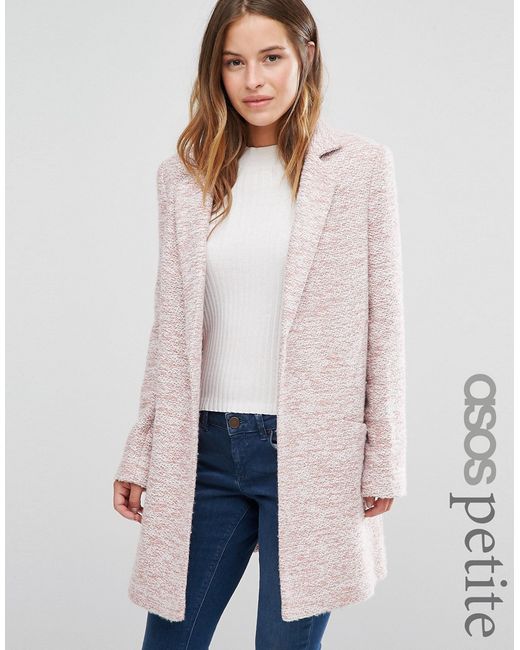 ASOS Petite Textured Coat in Relaxed Fit Blush