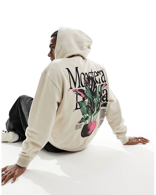 Asos Design oversized hoodie with botanical back print-