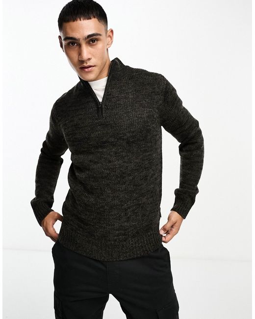 French Connection heavy knit half zip sweater charcoal mel-
