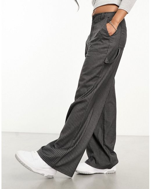 Asos Design cargo pants stripe with contrast stitch