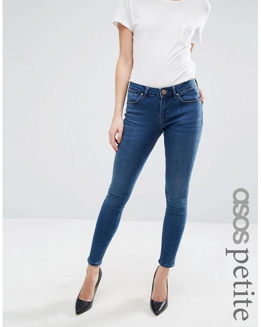 ASOS Petite Whitby Low Rise Skinny Jeans In Abbie Wash