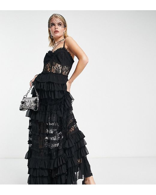 Reclaimed Vintage Limited Edition corset maxi dress with tiered lace