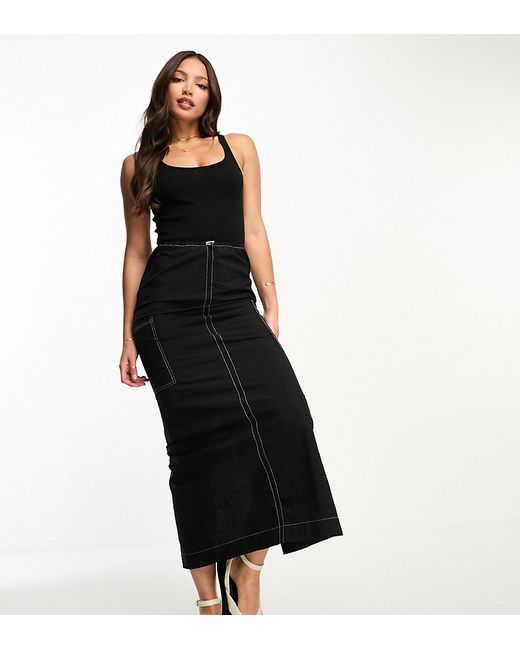 ASOS Tall DESIGN Tall 1 ribbed scoop neck tank top with cargo midi dress contrast stitch