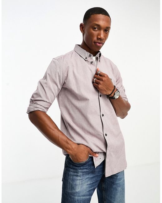 French Connection long sleeve oxford shirt burgundy-