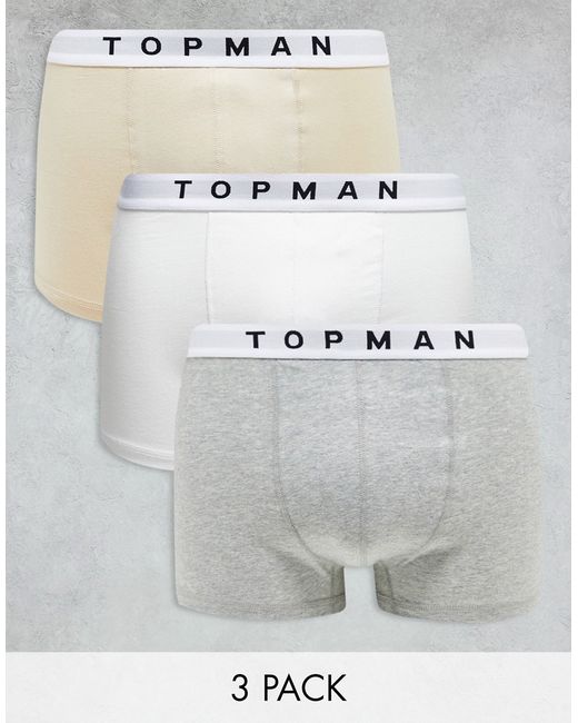 Topman 3 pack trunks gray heather white and stone-