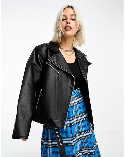Collusion ultimate faux leather oversized biker jacket