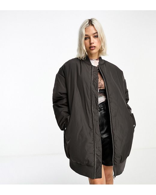 Collusion longline bomber jacket chocolate