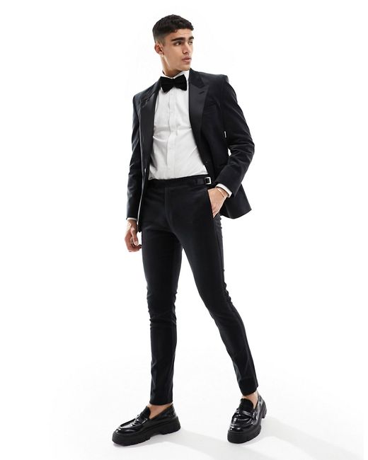 Asos Design skinny tuxedo suit pants velvet
