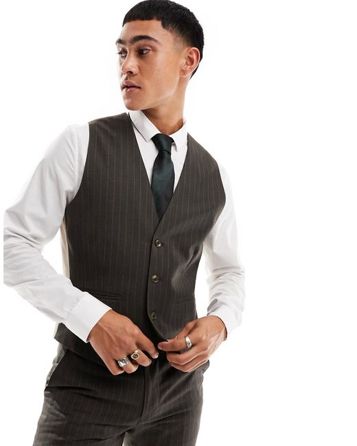 Asos Design slim suit vest pinstripe