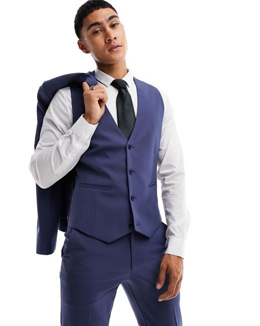 Asos Design skinny suit vest dark