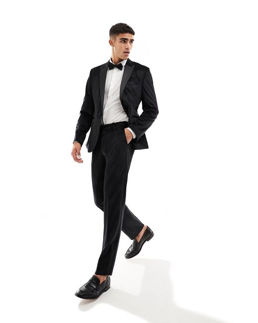 Asos Design skinny tuxedo suit pants velvet