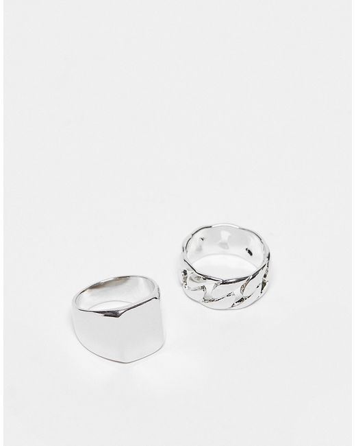 Jack & Jones 2 pack rings with chunky design