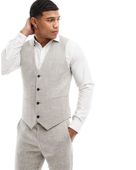 Asos Design skinny suit vest microtexture-