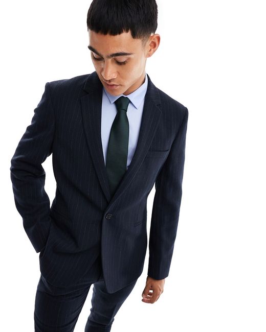 Asos Design skinny suit jacket wool pinstripe