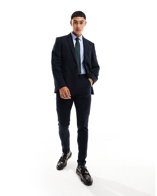 Asos Design skinny suit pants wool pinstripe