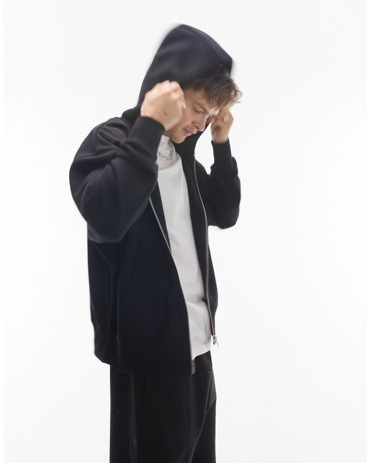 Topman premium heavyweight oversized full zip hoodie