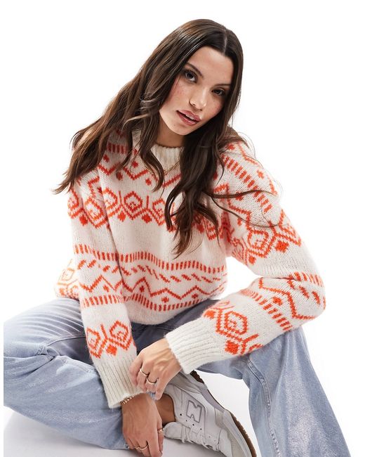 Asos Design oversized sweater fairisle pattern cream-