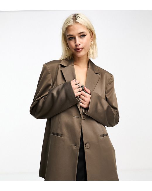 Collusion oversized woven blazer with pockets olive-