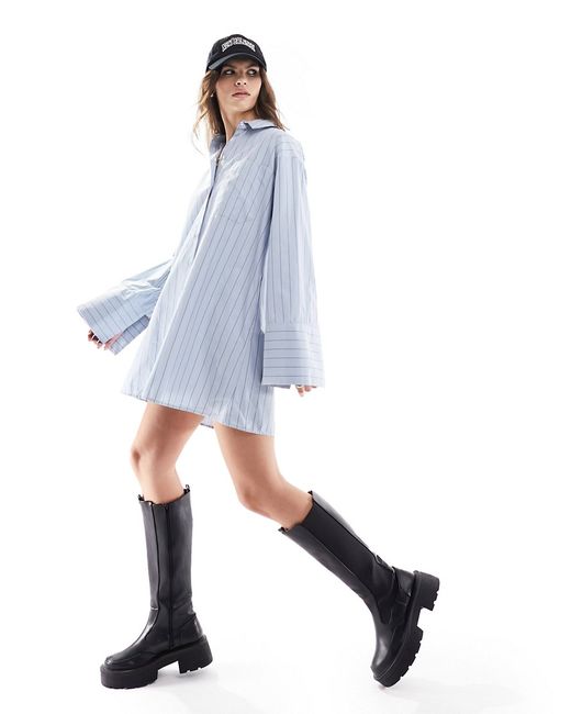 Asos Design oversized shirt dress with cape sleeves stripe