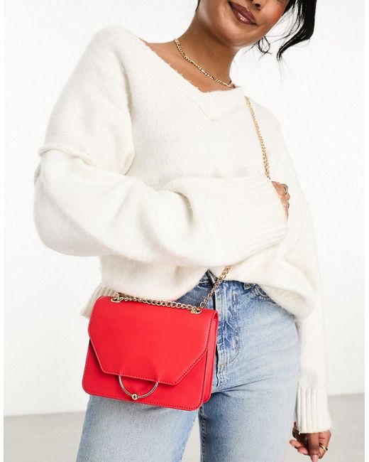 Asos Design ring and ball shoulder bag with interchangeable chain strap