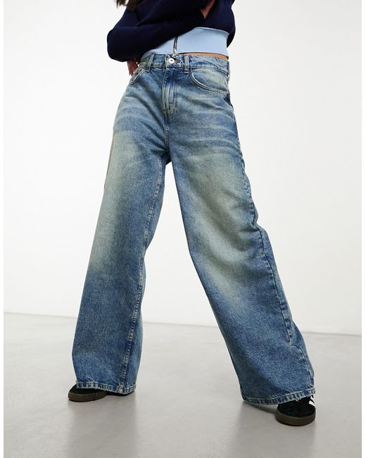 Collusion x013 high rise wide leg jeans midwash-