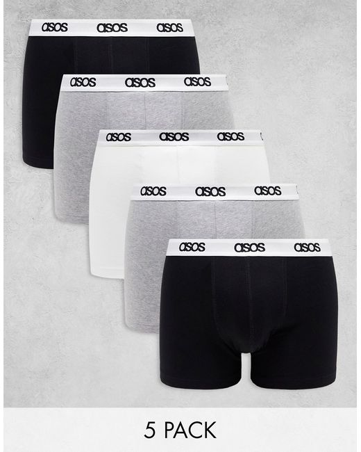Asos Design 5-pack boxer briefs with branded waistband-