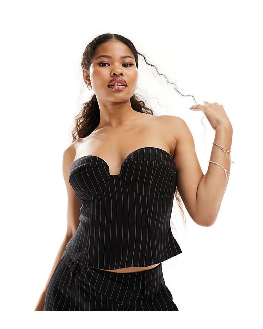 4th & Reckless Petite exclusive tailored bandeau top pinstripe part of a set-