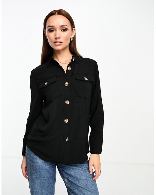 River Island textured shirt with pearl buttons