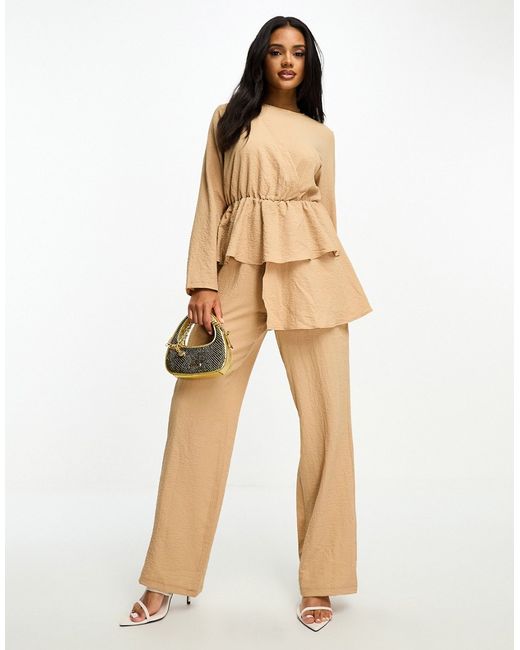 Trendyol modest jumpsuit with peplum detail camel-