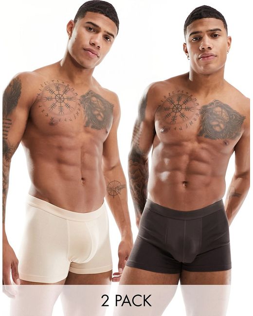 Asos Design 2 pack trunks brown and