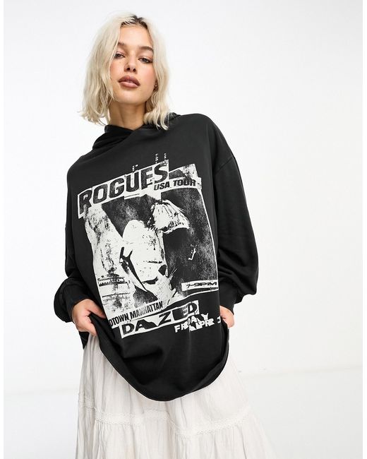 Asos Design oversized hoodie with rogues indie graphic