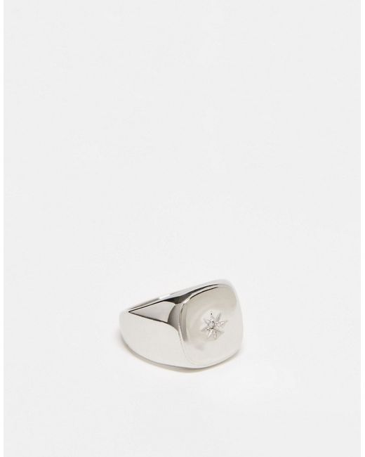 Icon Brand stainless steel vintage star signet ring silver-