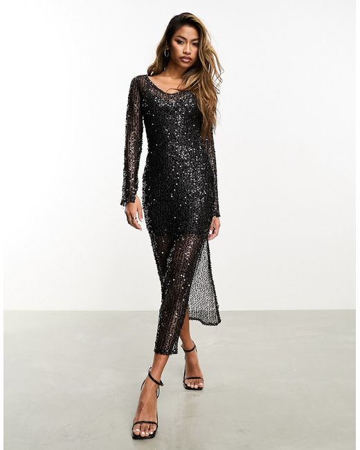 Collective The Label embellished stretch lace midaxi dress