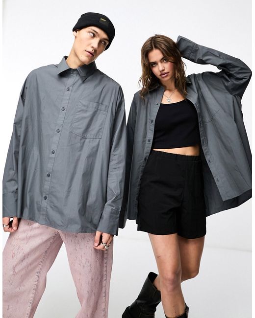 Collusion super oversized box pleat shirt charcoal-