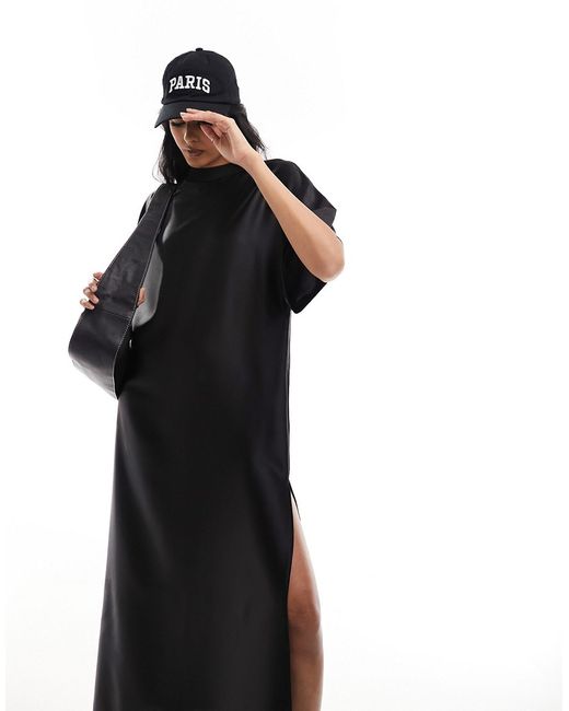 Asos Design satin oversized midi T-shirt dress