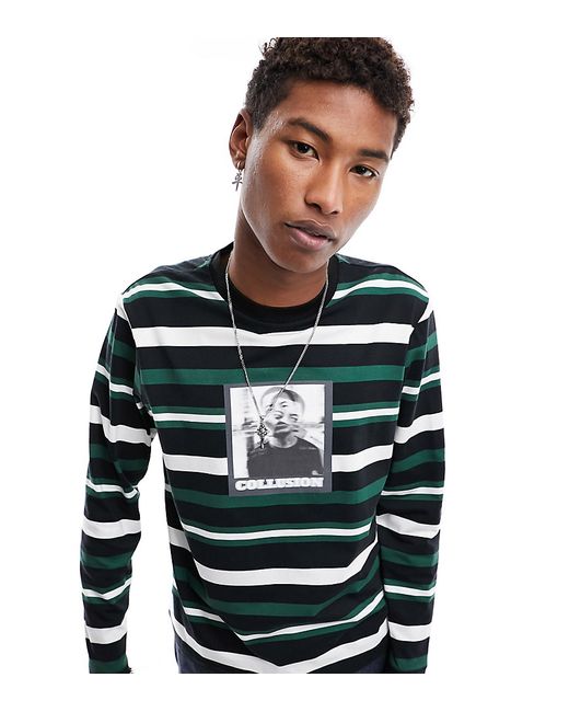 Collusion Stripe long sleeve t-shirt with photographic print-