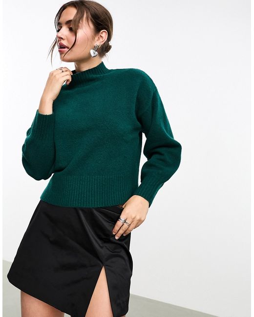 Monki knitted turtleneck sweater dark